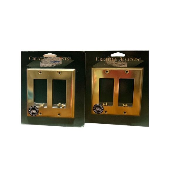 Creative Accents Brass Finish Plated Steel Two Gang Decorator Wall plates (2) - Picture 1 of 3